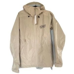 Straw Berry Medium Men Packable Light Rain Jacket Full Zip - Size Medium Tan